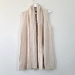 In Cashmere Sleeveless Cardigan In Oatmeal Size Medium